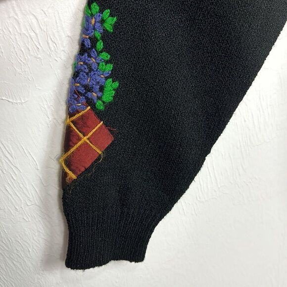 Susan Bristol Vintage Colourful Hand Embroidered Patchwork Cardigan Sweater M - Picture 3 of 9